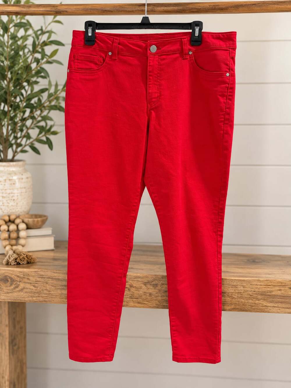 D. Jeans Skinny Jeans Sz 14 Red Cotton Stretch Denim